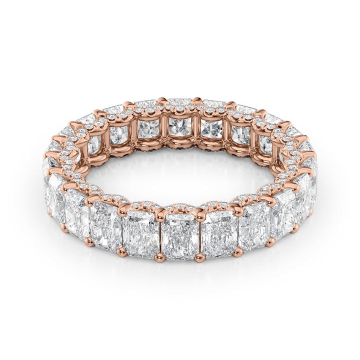 4.3ct Radiant U Pave Prong Eternity Eternity Rings 14K Rose Radiant Lab Diamonds#material_14k-rose