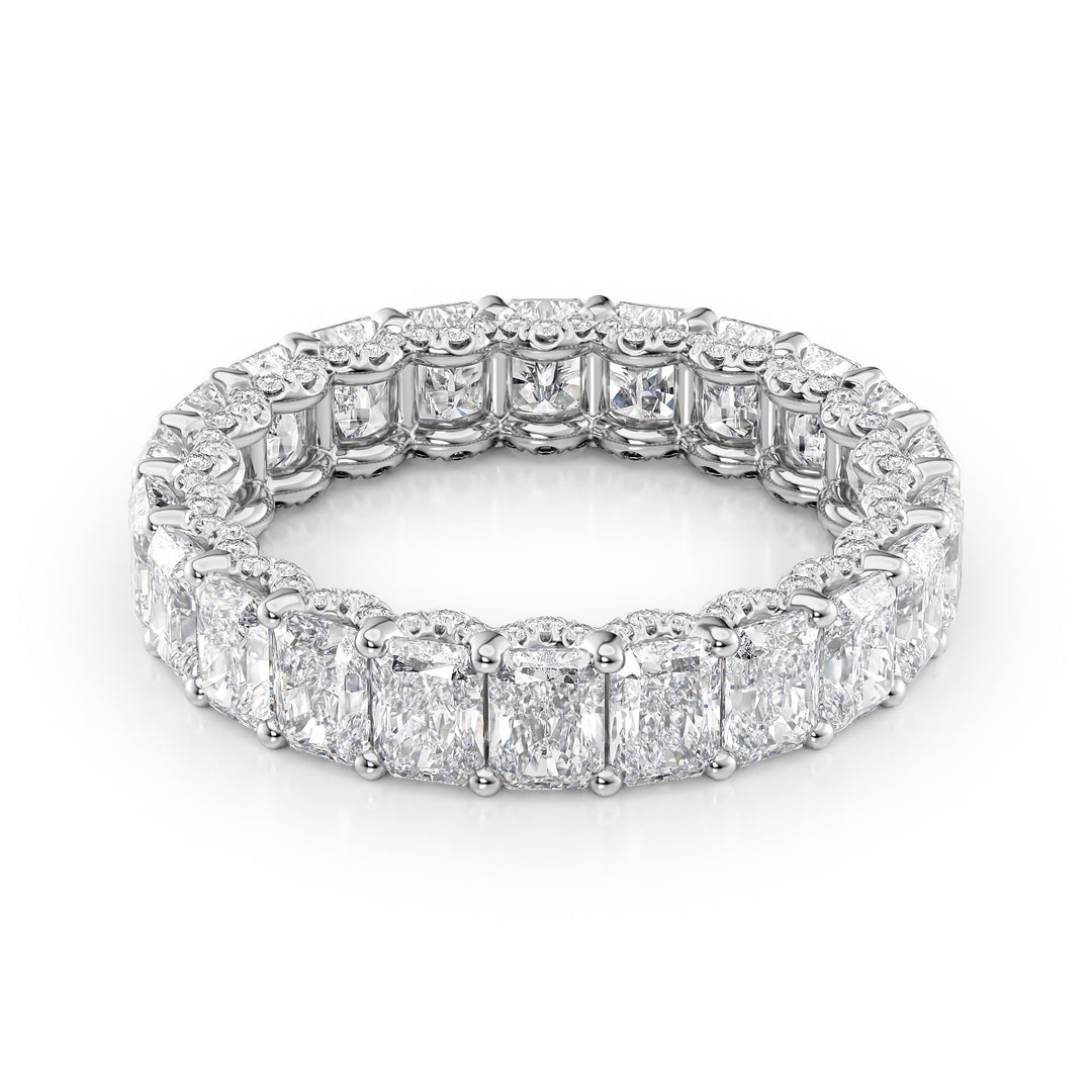 4.3ct Radiant U Pave Prong Eternity Eternity Rings 14K White Radiant Lab Diamonds#material_14k-white