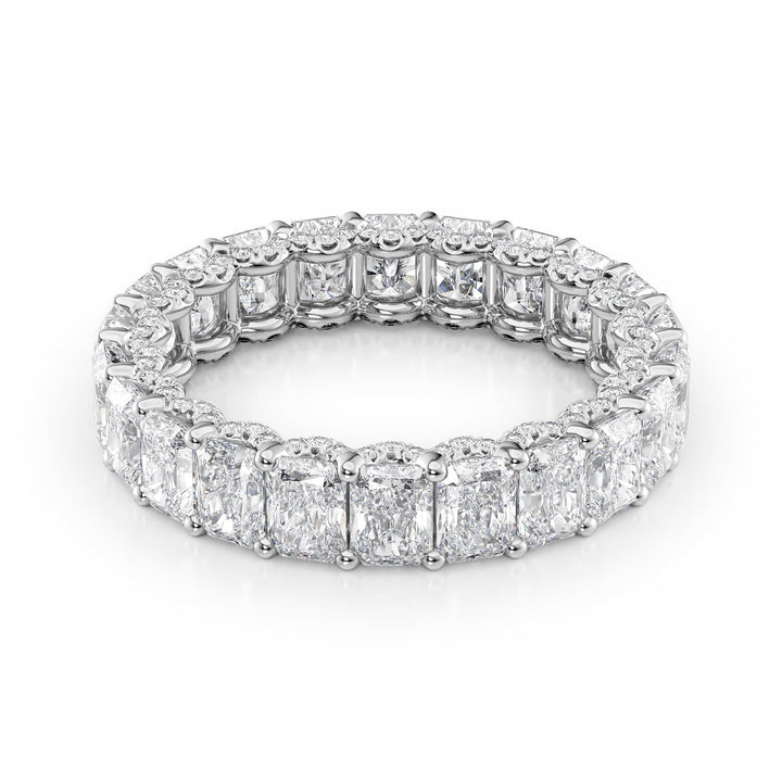 4.3ct Radiant U Pave Prong Eternity Eternity Rings 14K White Radiant Lab Diamonds#material_14k-white