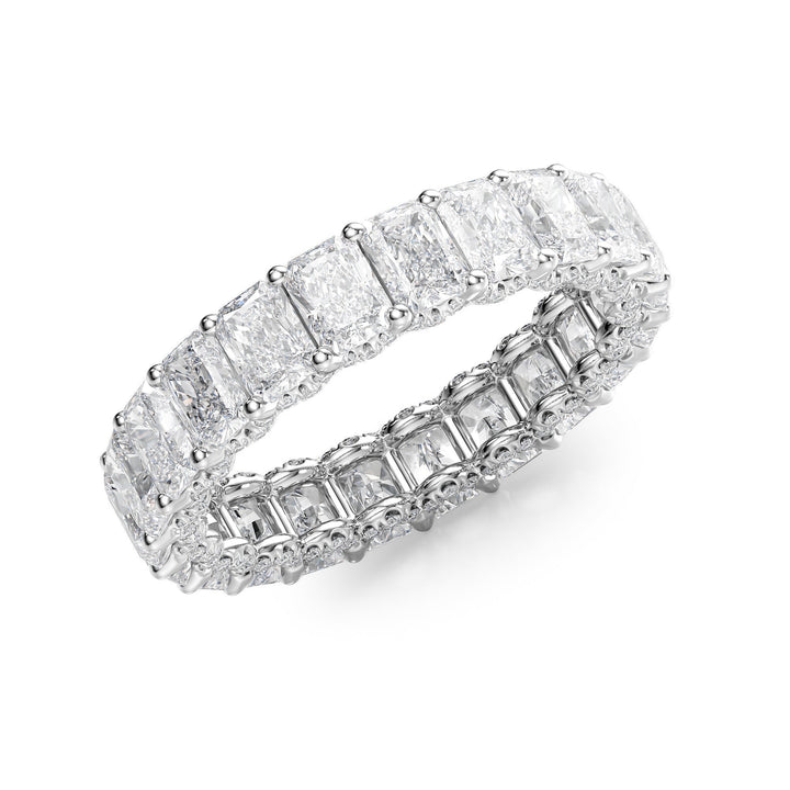 4.3ct Radiant U Pave Prong Eternity Eternity Rings 14K White Radiant Lab Diamonds#material_14k-white