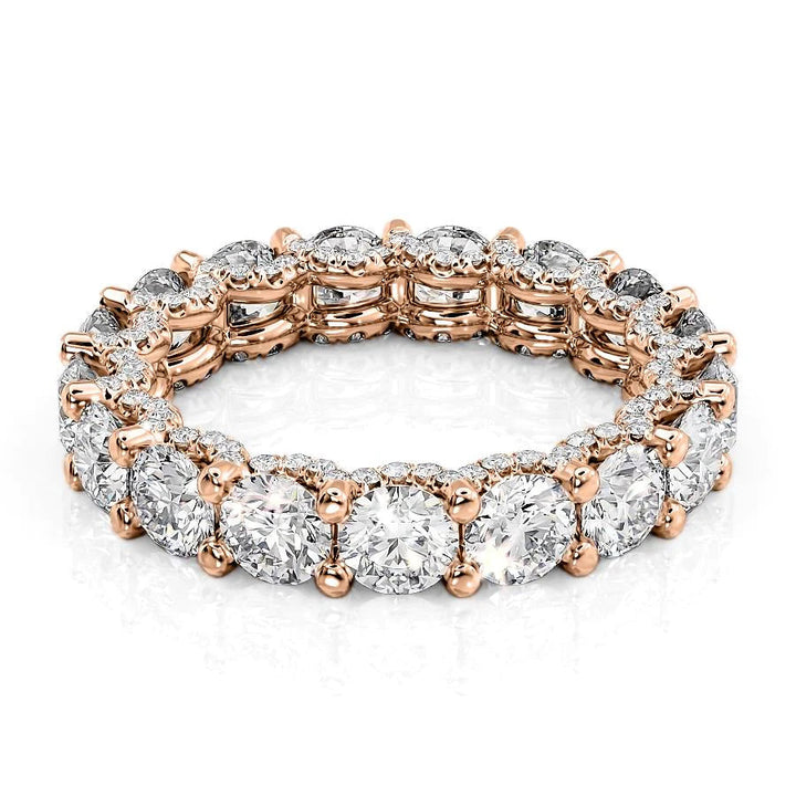 4.3ct Round U Pave Prong Eternity Eternity Rings 14K Rose Round Lab Diamonds#material_14k-rose