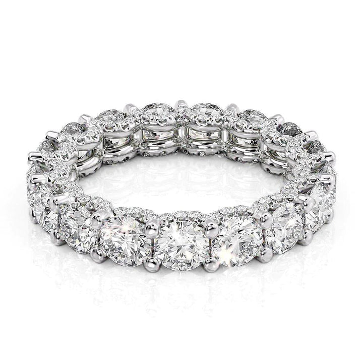 4.3ct Round U Pave Prong Eternity Eternity Rings 14K White Round Lab Diamonds#material_14k-white