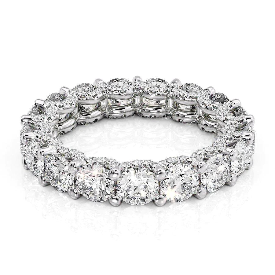 4.3ct Round U Pave Prong Eternity Eternity Rings 18K White Round Lab Diamonds#material_18k-white