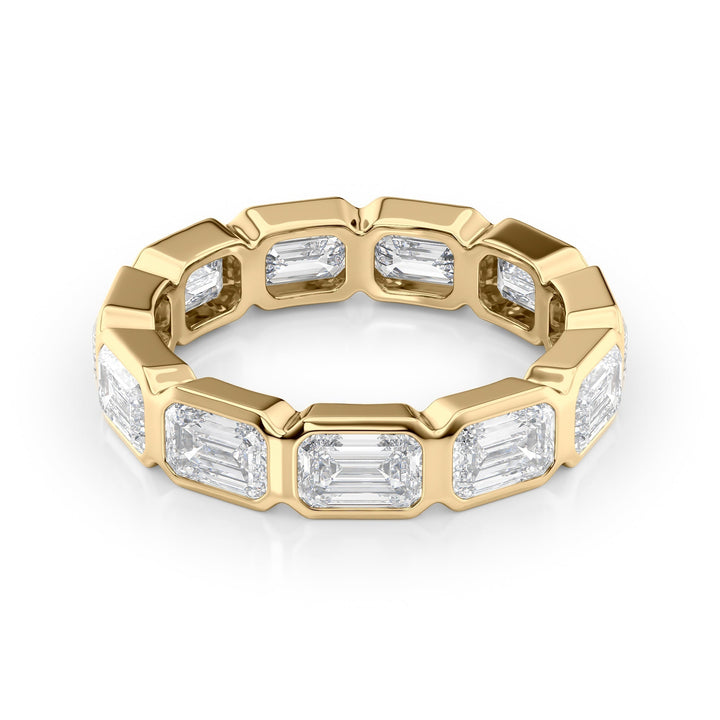 4.5ct East West Emerald Bezel Eternity Eternity Rings 14K Gold Emerald Lab Diamonds#material_14k-gold