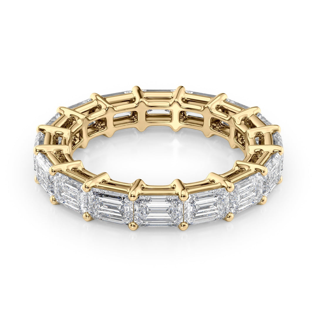 4.5ct East West Emerald Eternity Eternity Rings 14K Gold Emerald Lab Diamonds#material_14k-gold