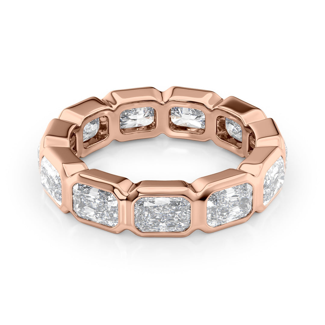 4.5ct East West Radiant Bezel Eternity Eternity Rings 14K Rose Radiant Lab Diamonds#material_14k-rose