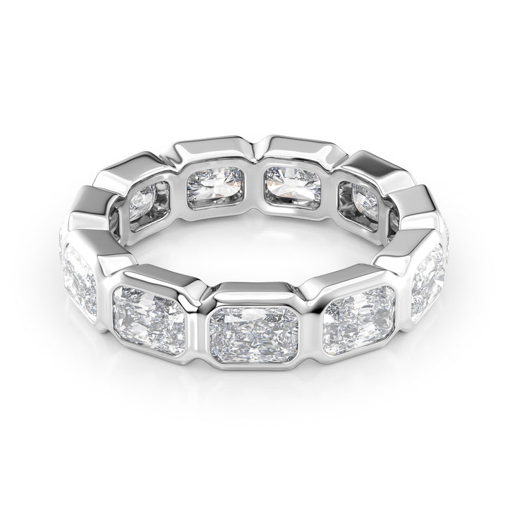 4.5ct East West Radiant Bezel Eternity Eternity Rings 14K White Radiant Lab Diamonds#material_14k-white