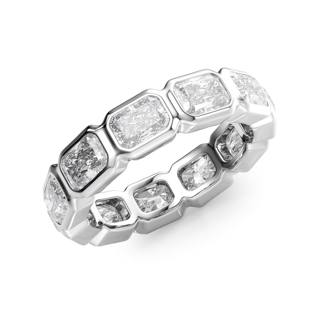 4.5ct East West Radiant Bezel Eternity Eternity Rings 14K White Radiant Lab Diamonds#material_14k-white