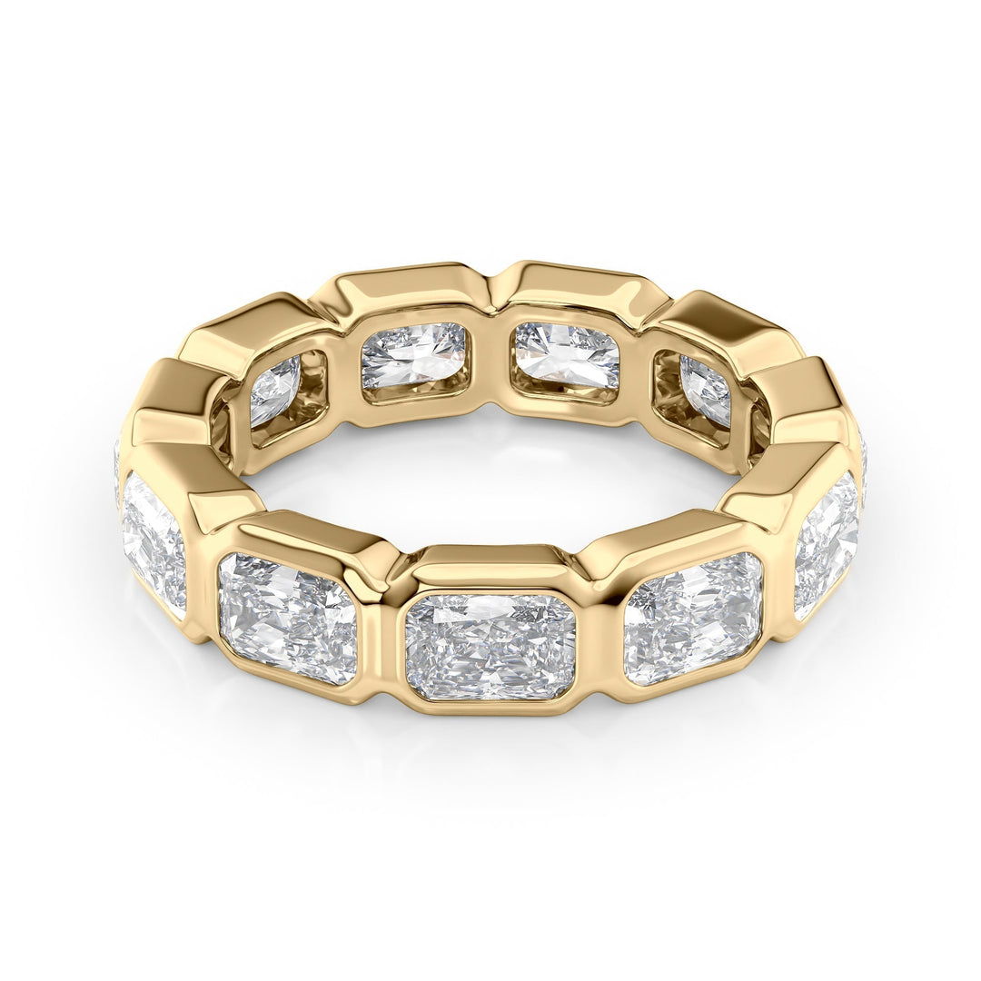 4.5ct East West Radiant Bezel Eternity Eternity Rings 18K Gold Radiant Lab Diamonds#material_18k-gold