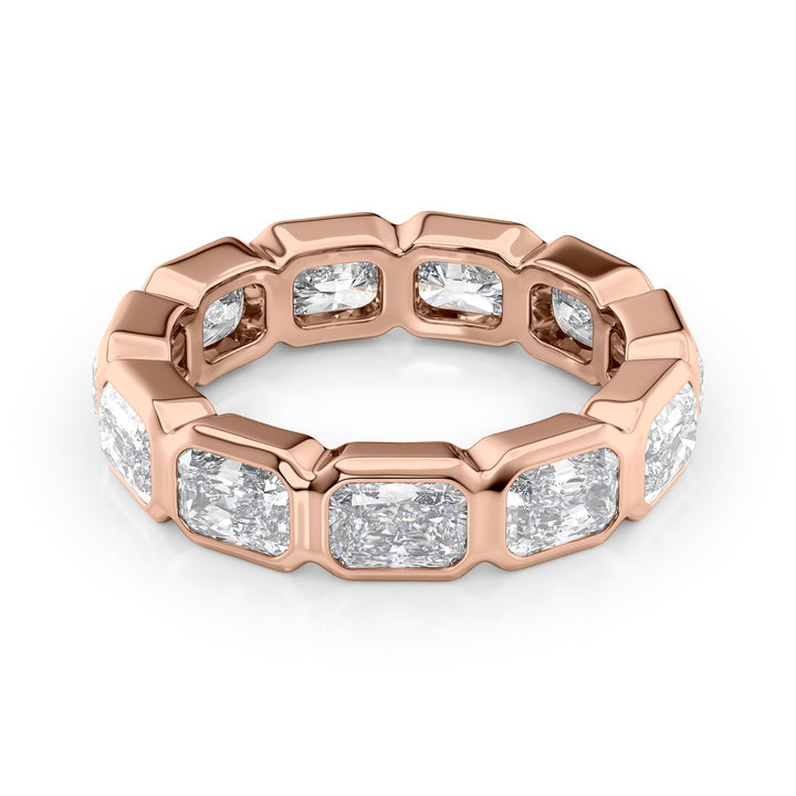 4.5ct East West Radiant Bezel Eternity Eternity Rings 18K Rose Radiant Lab Diamonds#material_18k-rose