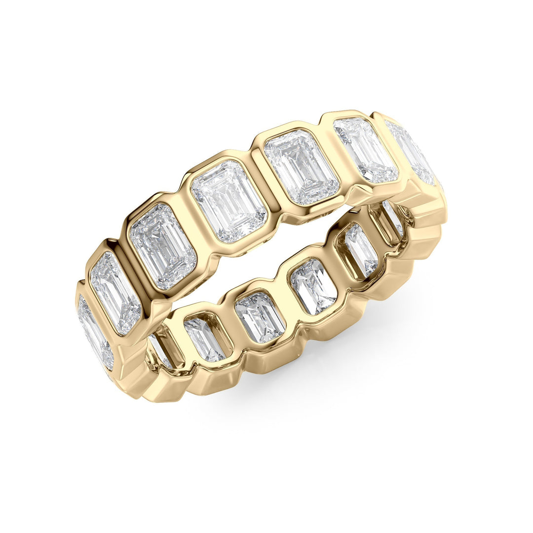 4.5ct Emerald Bezel Eternity Eternity Rings 14K Gold Emerald Lab Diamonds#material_14k-gold