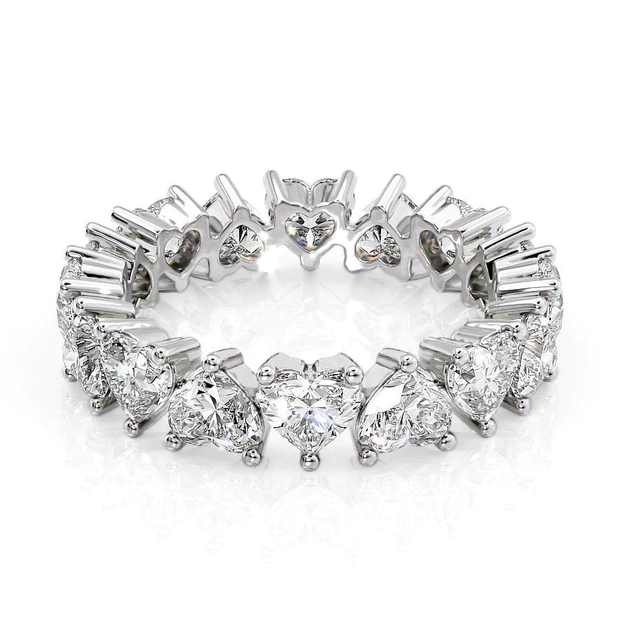 4.5ct Heart Eternity Eternity Rings 18K White Heart Lab Diamonds#material_18k-white