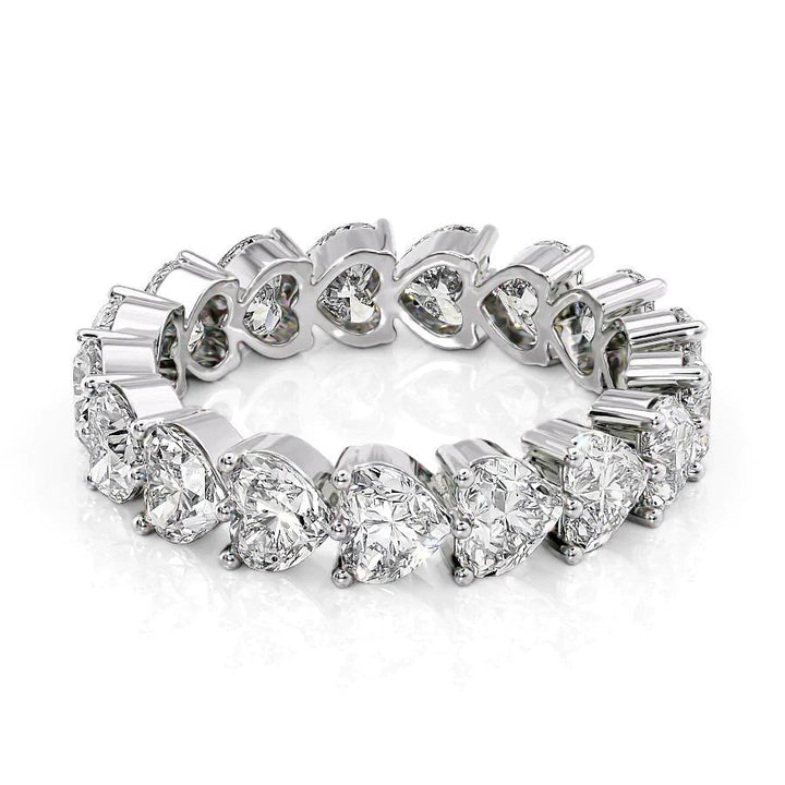 4.5ct Heart Shared Prong Eternity Eternity Rings 14K White Heart Lab Diamonds#material_14k-white