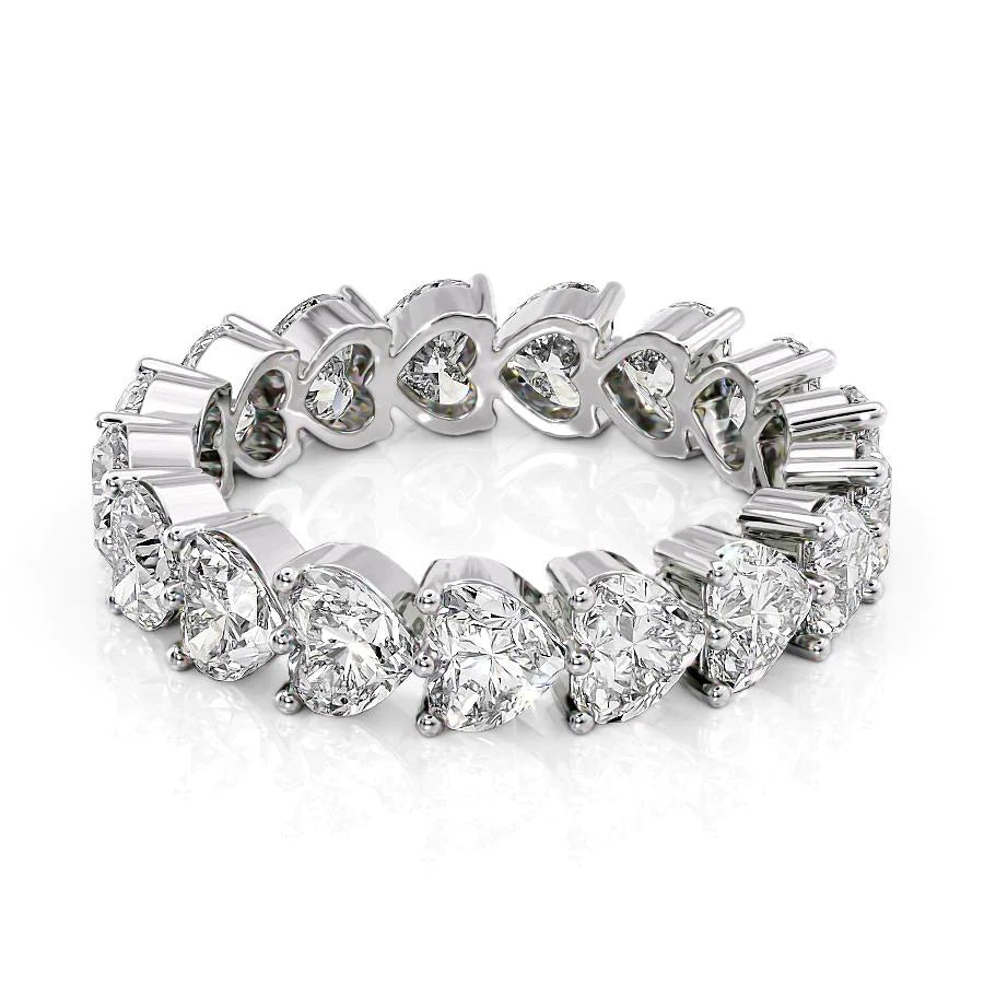 4.5ct Heart Shared Prong Eternity Eternity Rings 18K White Heart Lab Diamonds#material_18k-white