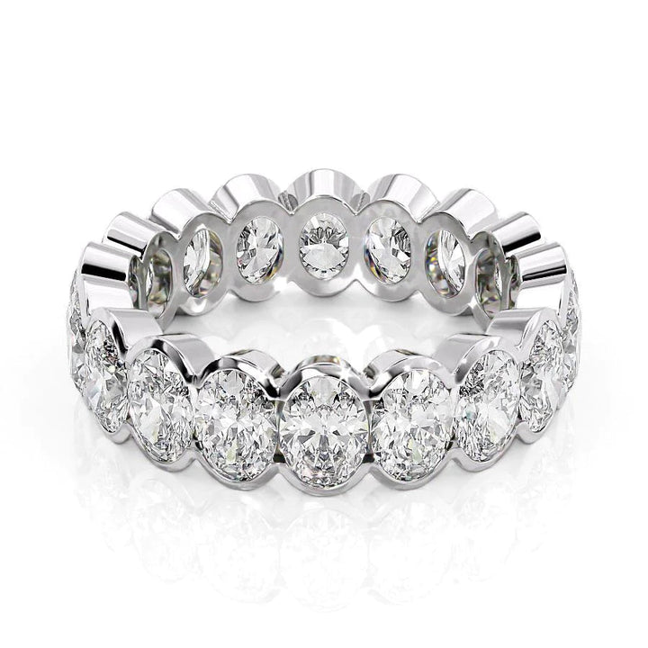 4.5ct Oval Half Bezel Eternity Eternity Rings 14K White Oval Lab Diamonds#material_14k-white