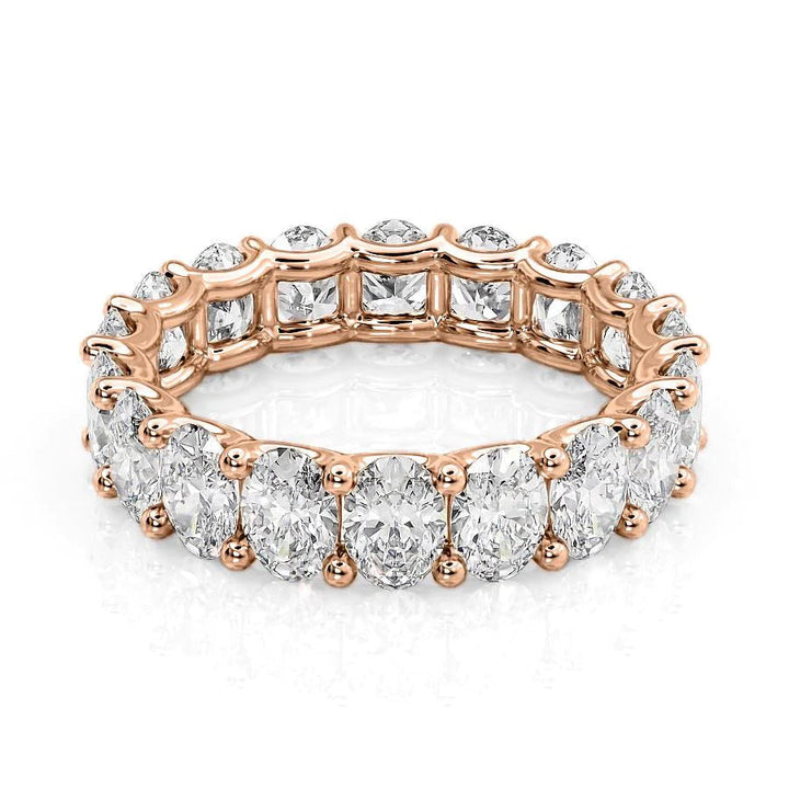 4.5ct Oval U Prong Eternity Eternity Rings 14K Rose Oval Lab Diamonds#material_14k-rose