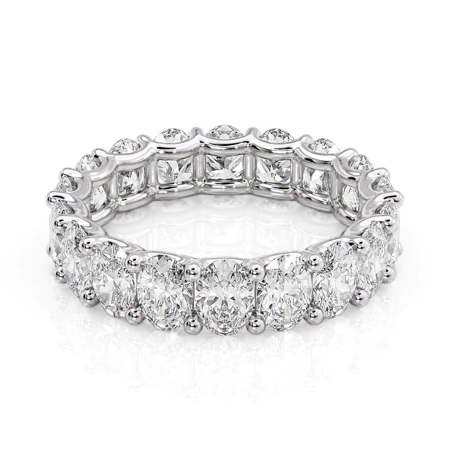 4.5ct Oval U Prong Eternity Eternity Rings 14K White Oval Lab Diamonds#material_14k-white