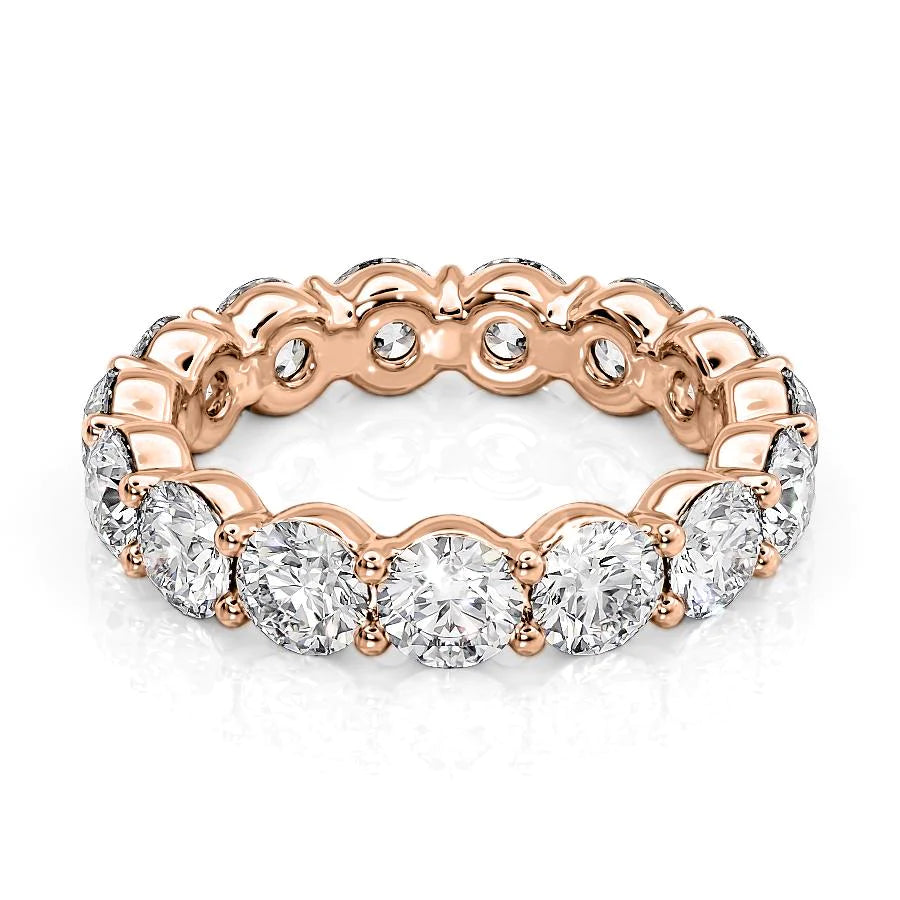 4.5ct Round Eternity Eternity Rings 14K Rose Round Lab Diamonds#material_14k-rose