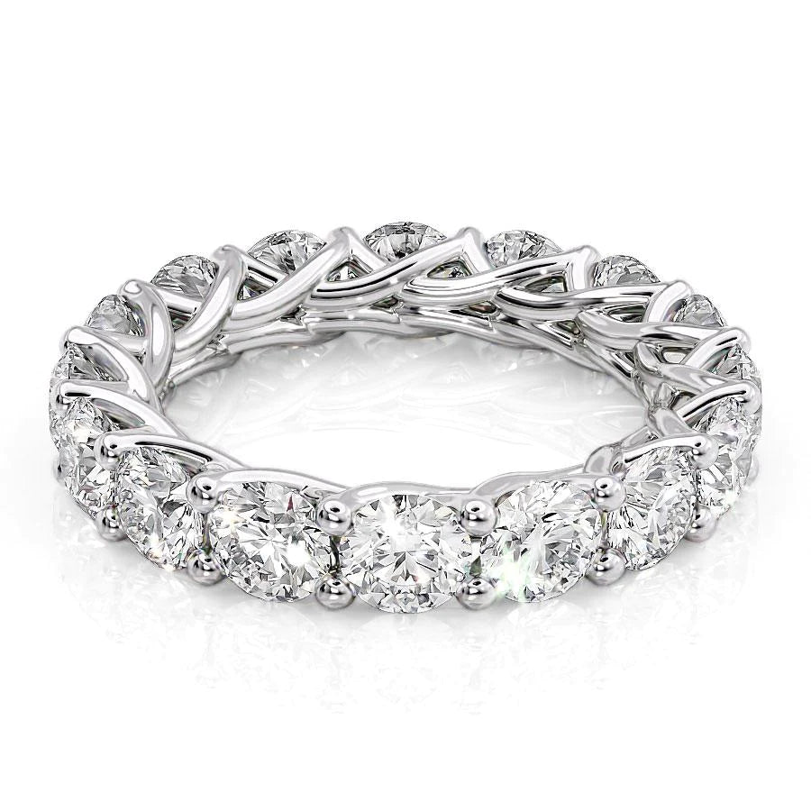 4.5ct Round Trellis Eternity Eternity Rings 14K White Round Lab Diamonds#material_14k-white