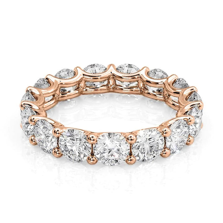 4.5ct Round U Prong Eternity Eternity Rings 14K Rose Round Lab Diamonds#material_14k-rose