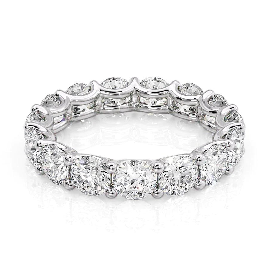 4.5ct Round U Prong Eternity Eternity Rings 14K White Round Lab Diamonds#material_14k-white