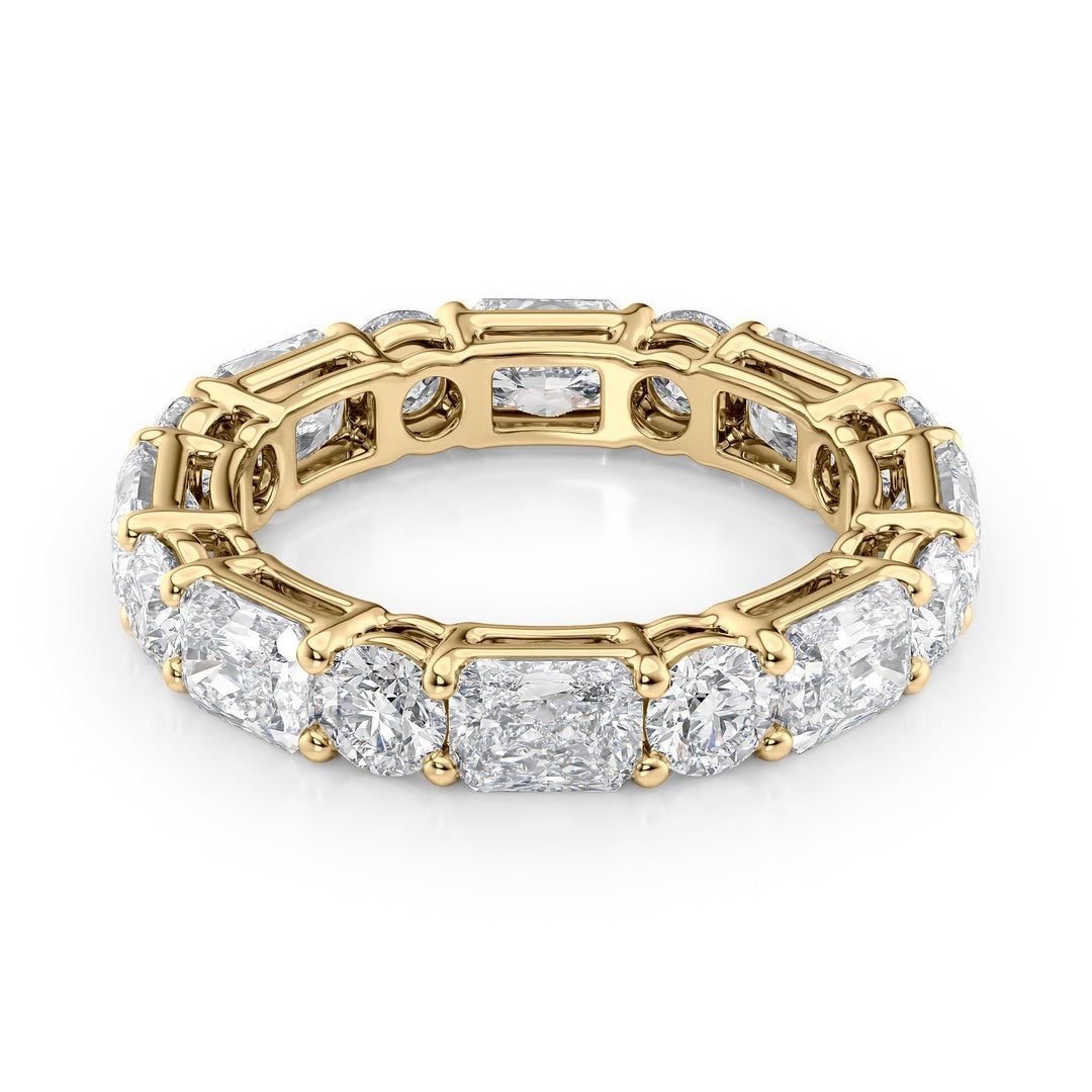 4.6ct Alternating Radiant and Round Basket Eternity Eternity Rings 14K Gold Radiant Lab Diamonds#material_14k-gold