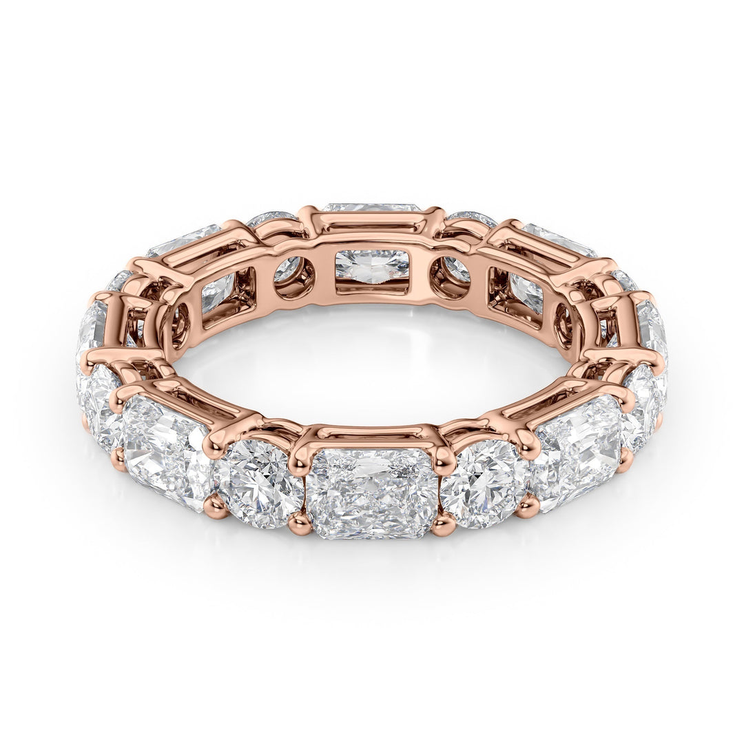 4.6ct Alternating Radiant and Round Basket Eternity Eternity Rings 14K Rose Radiant Lab Diamonds#material_14k-rose