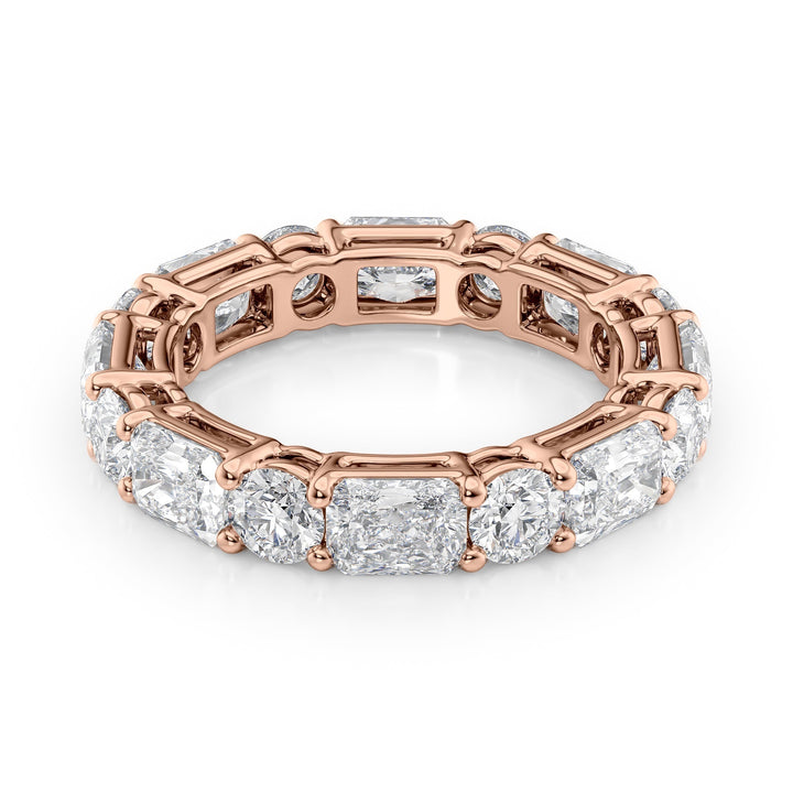 4.6ct Alternating Radiant and Round Basket Eternity Eternity Rings 14K Rose Radiant Lab Diamonds#material_14k-rose