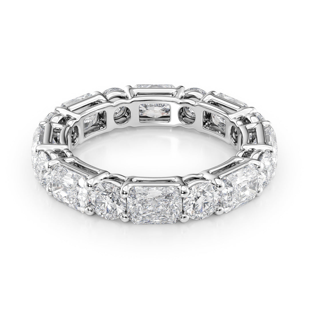 4.6ct Alternating Radiant and Round Basket Eternity Eternity Rings 14K White Radiant Lab Diamonds#material_14k-white