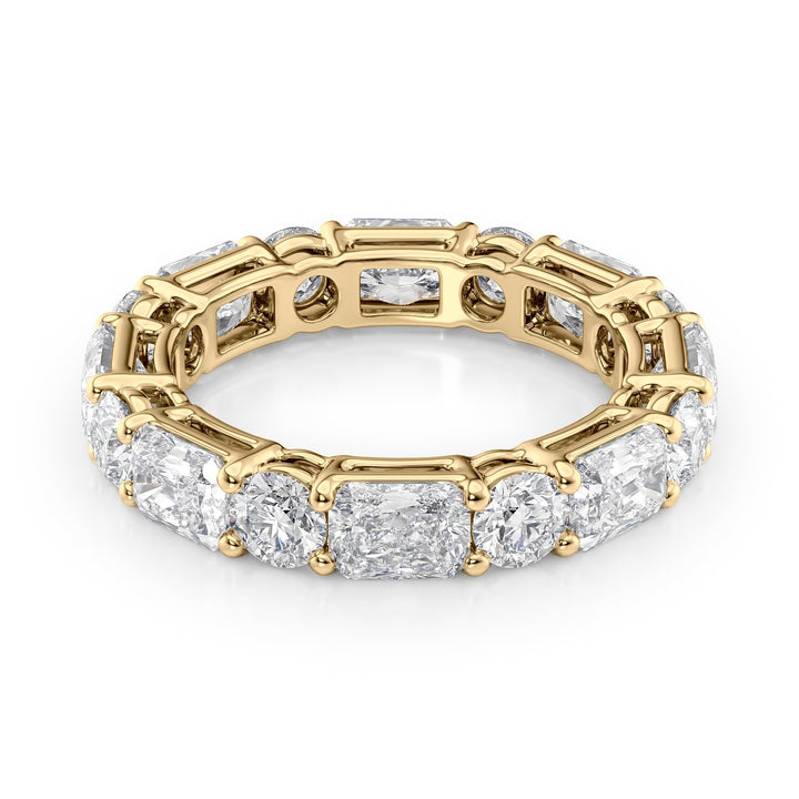 4.6ct Alternating Radiant and Round Basket Eternity Eternity Rings 18K Gold Radiant Lab Diamonds#material_18k-gold