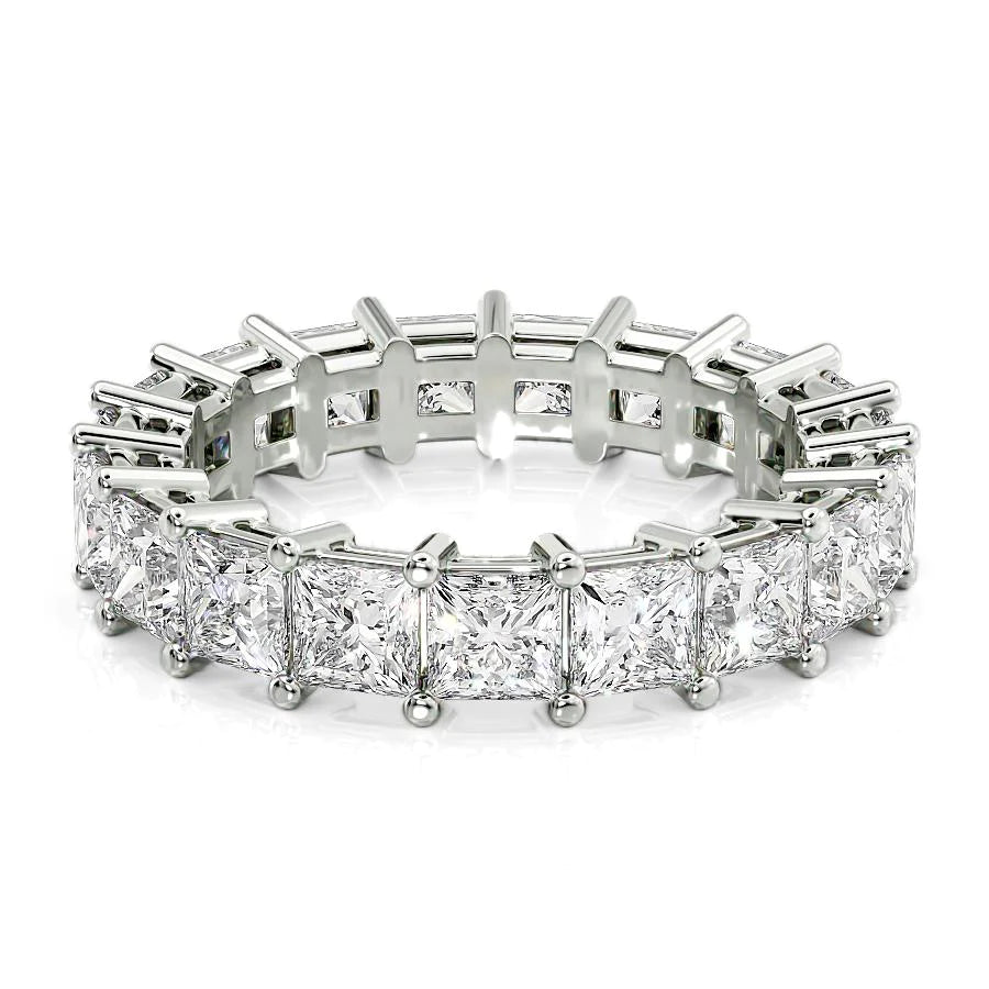 4.7ct Princess Eternity Eternity Rings 14K White Princess Lab Diamonds#material_14k-white