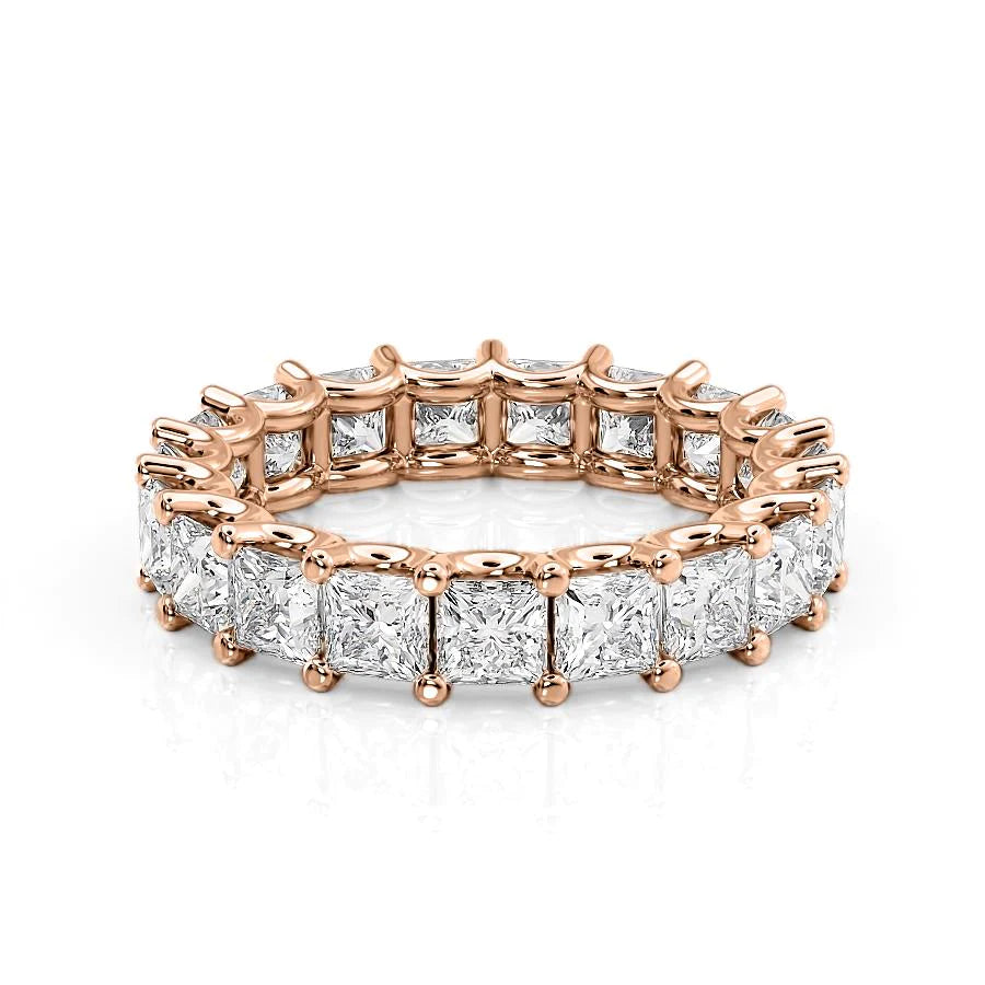 4.7ct Princess U Prong Eternity Eternity Rings 14K Rose Princess Lab Diamonds#material_14k-rose