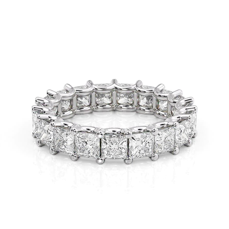 4.7ct Princess U Prong Eternity Eternity Rings 14K White Princess Lab Diamonds#material_14k-white