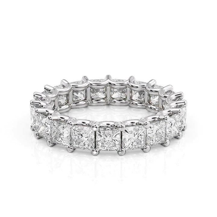 4.7ct Princess U Prong Eternity Eternity Rings 14K White Princess Lab Diamonds#material_14k-white