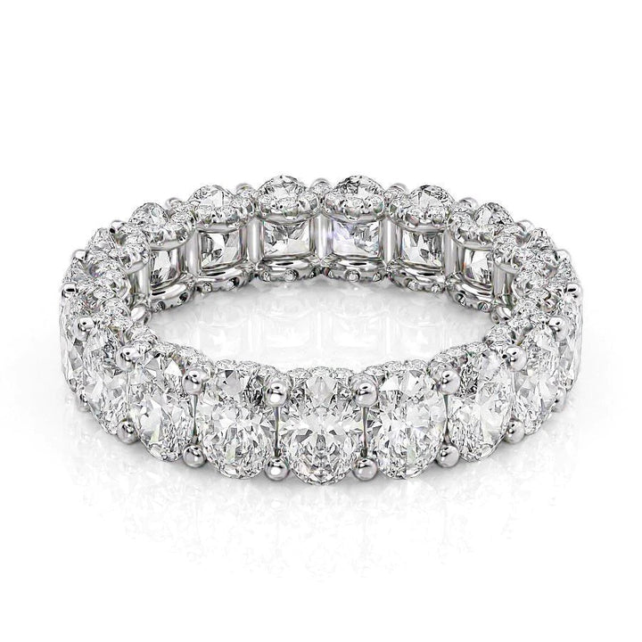 4.8ct Oval U Pave Prong Eternity Eternity Rings 14K White Oval Lab Diamonds#material_14k-white