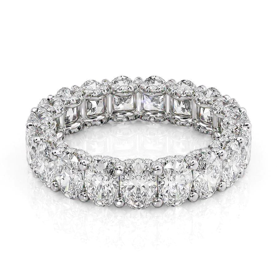 4.8ct Oval U Pave Prong Eternity Eternity Rings 18K White Oval Lab Diamonds#material_18k-white