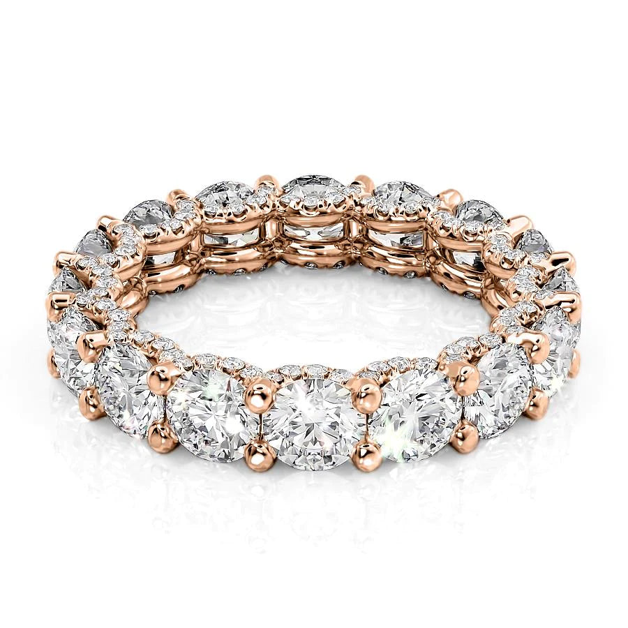 4.8ct Round U Pave Prong Eternity Eternity Rings 14K Rose Round Lab Diamonds#material_14k-rose