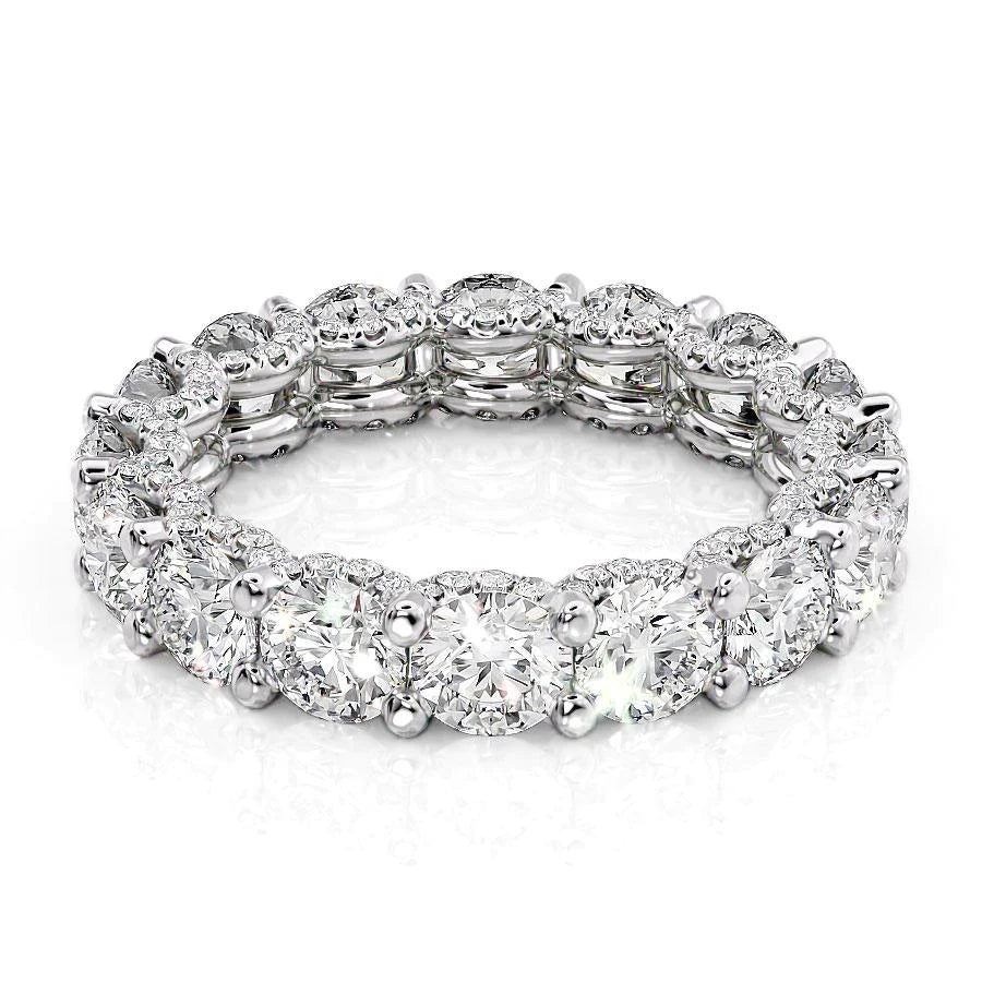 4.8ct Round U Pave Prong Eternity Eternity Rings 14K White Round Lab Diamonds#material_14k-white