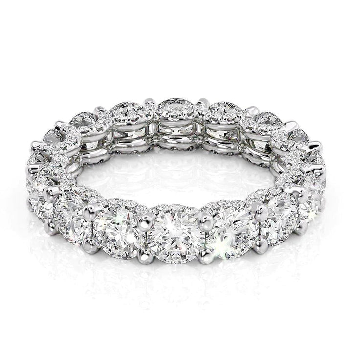 4.8ct Round U Pave Prong Eternity Eternity Rings 14K White Round Lab Diamonds#material_14k-white