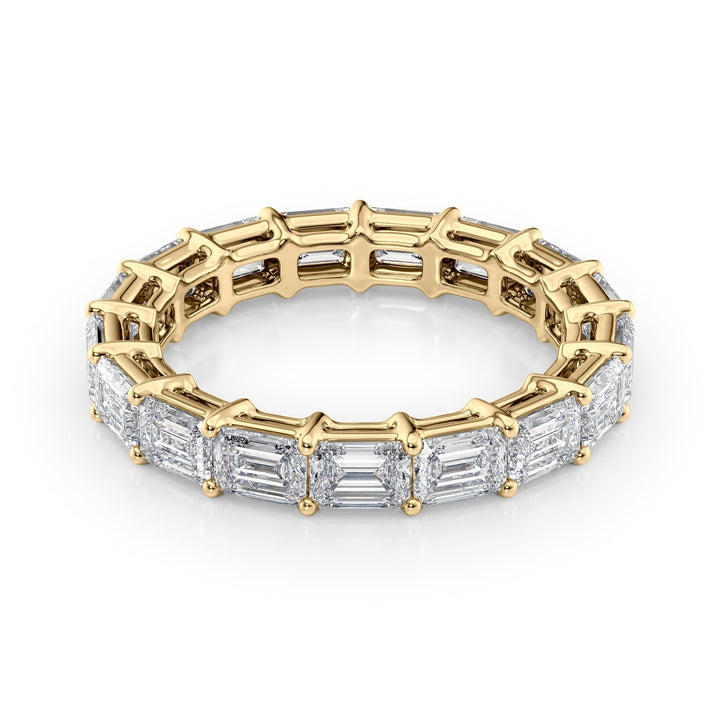 4ct East West Emerald Eternity Eternity Rings 14K Gold Emerald Lab Diamonds#material_14k-gold