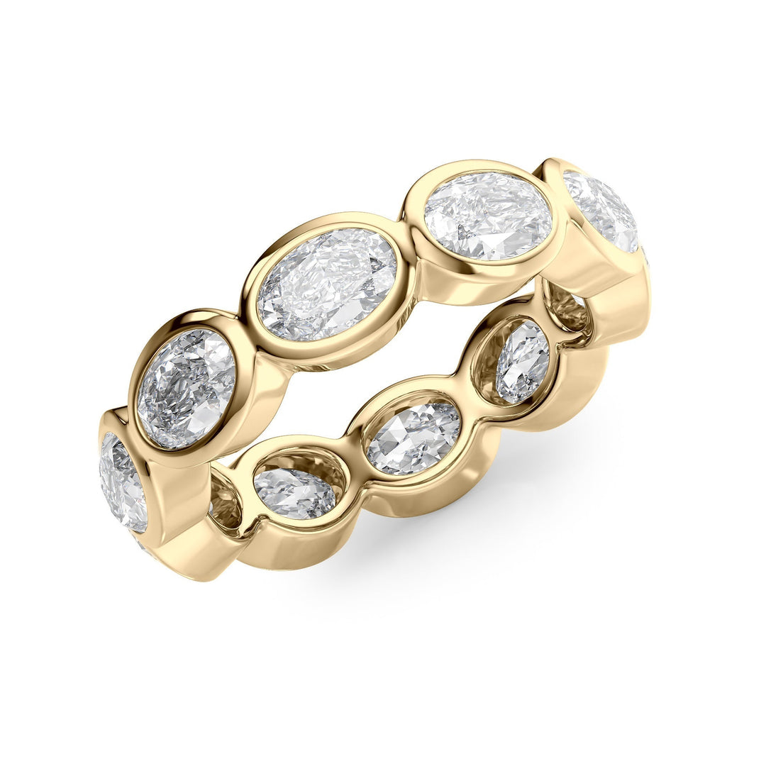 4ct East West Oval Bezel Eternity Eternity Rings 14K Gold Oval Lab Diamonds#material_14k-gold