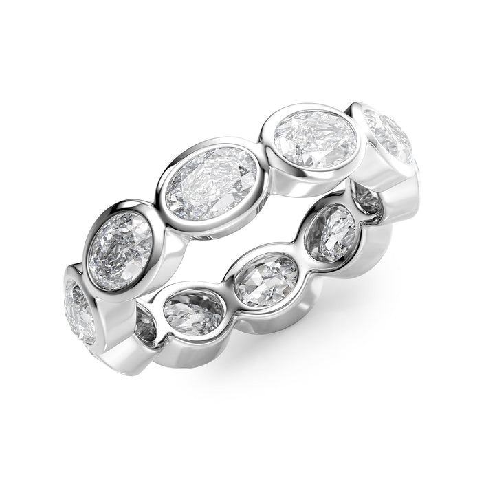 4ct East West Oval Bezel Eternity Eternity Rings 14K White Oval Lab Diamonds#material_14k-white