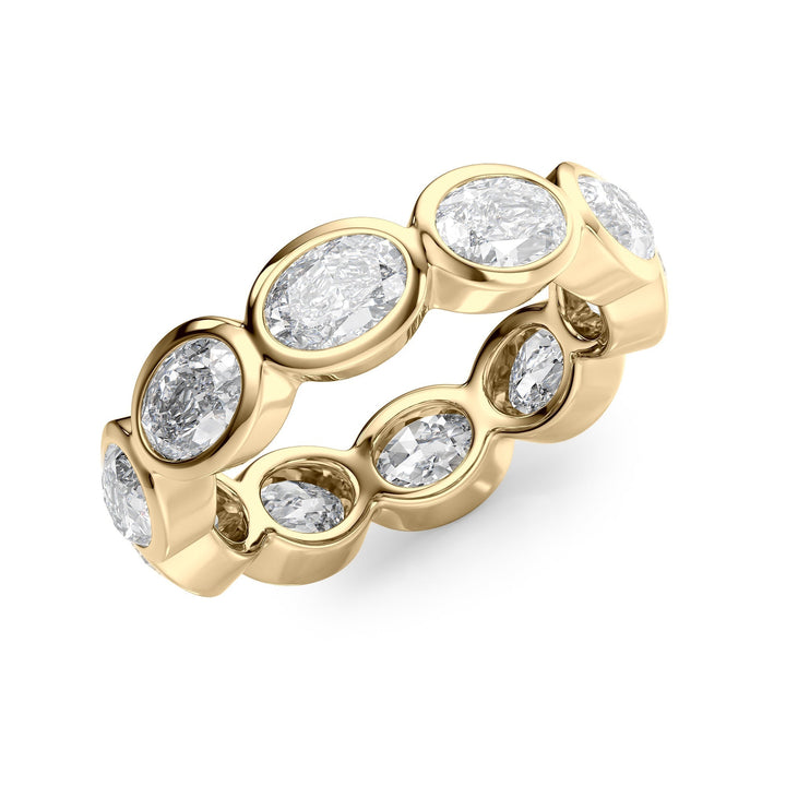 4ct East West Oval Bezel Eternity Eternity Rings 18K Gold Oval Lab Diamonds#material_18k-gold