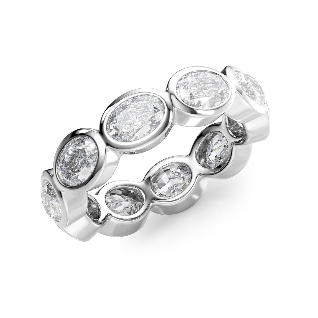 4ct East West Oval Bezel Eternity Eternity Rings 18K White Oval Lab Diamonds#material_18k-white