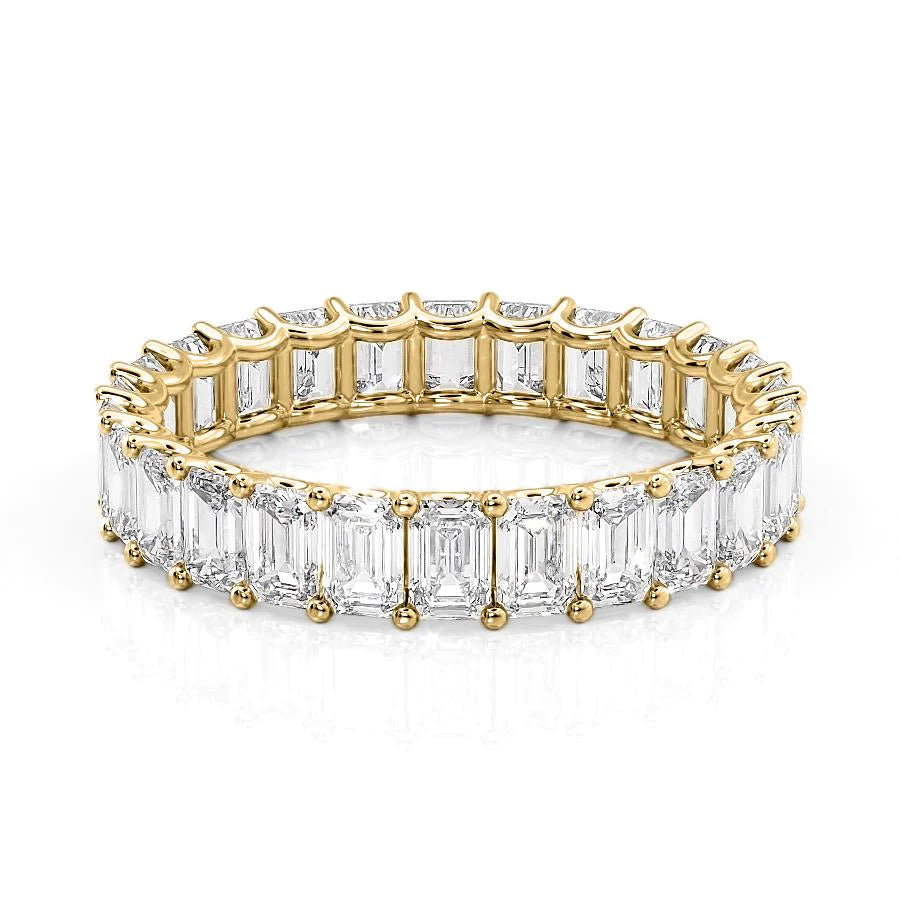 4ct Emerald U Prong Eternity Eternity Rings 14K Gold Emerald Lab Diamonds#material_14k-gold