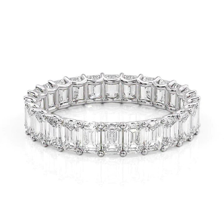 4ct Emerald U Prong Eternity Eternity Rings 14K White Emerald Lab Diamonds#material_14k-white