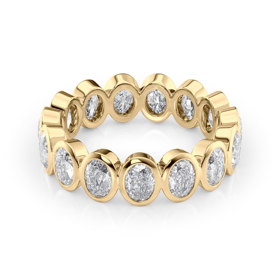 4ct Oval Bezel Eternity Eternity Rings 14K Gold Oval Lab Diamonds#material_14k-gold