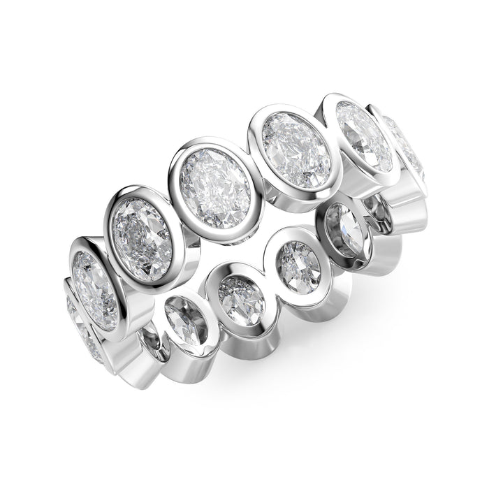 4ct Oval Bezel Eternity Eternity Rings 14K White Oval Lab Diamonds#material_14k-white