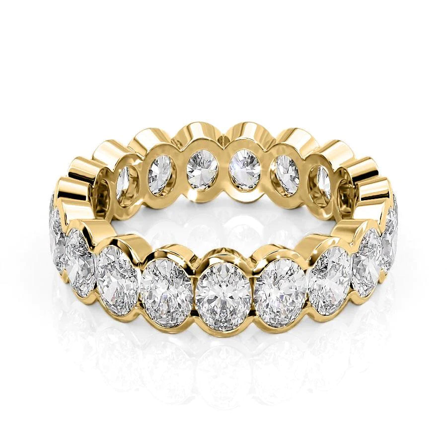 4ct Oval Half Bezel Eternity Eternity Rings 14K Gold Oval Lab Diamonds#material_14k-gold