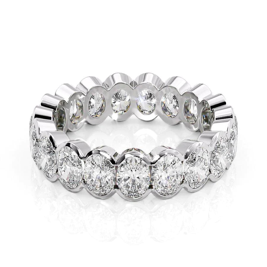 4ct Oval Half Bezel Eternity Eternity Rings 14K White Oval Lab Diamonds#material_14k-white